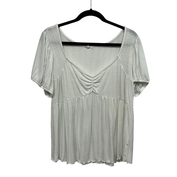 Romantic Layers Textured Knit Top Maurices White Puff Sleeve‎ XL - Picture 1 of 6